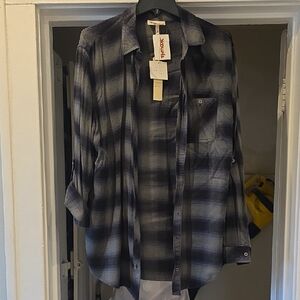 Green/black Plaid Long Sleeve Button Down XL